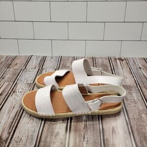 Dalson Women's Espadrille Wedge Sandals White Leather Size 10